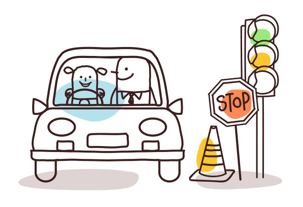 卡通人物和汽车驾驶学校图片下载