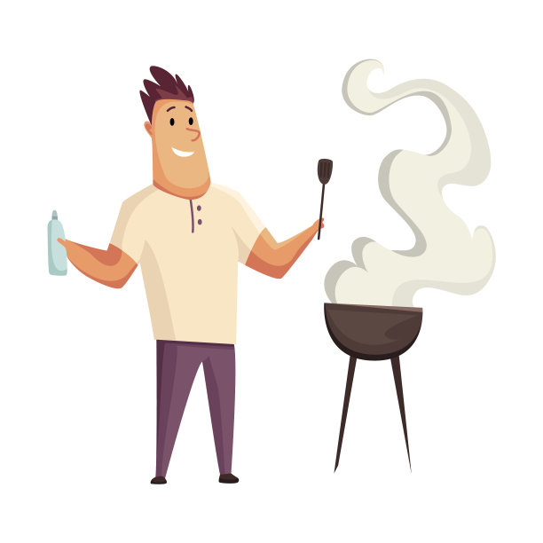 烧烤派对上的男人带着烤肉野餐图片下载