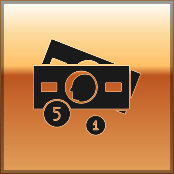 黑色的纸钞堆上孤立着现金图标图片下载