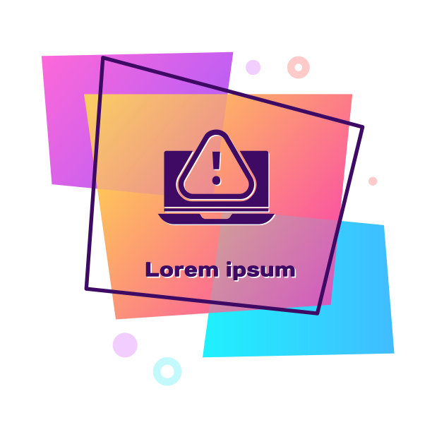 紫色笔记本电脑与感叹号图标隔离图片下载