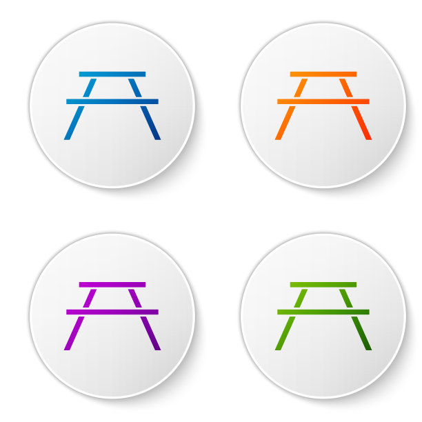 彩色的野餐桌两边都有长凳图片下载