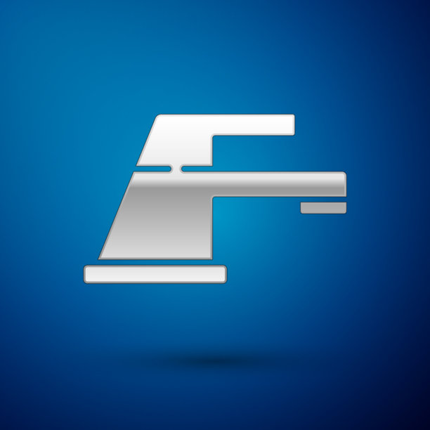 银色水龙头图标孤立在蓝色背景图片下载