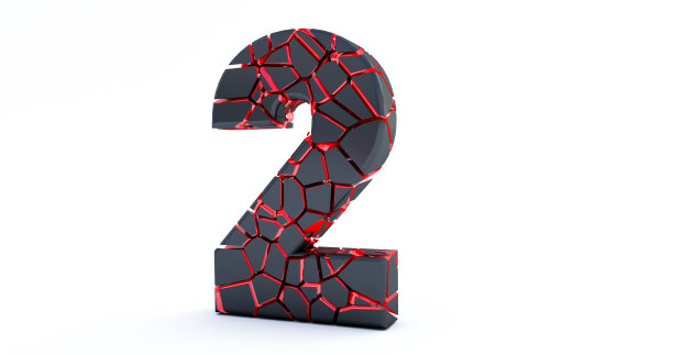 broken Number isolated on white background (Number 2)。图片下载