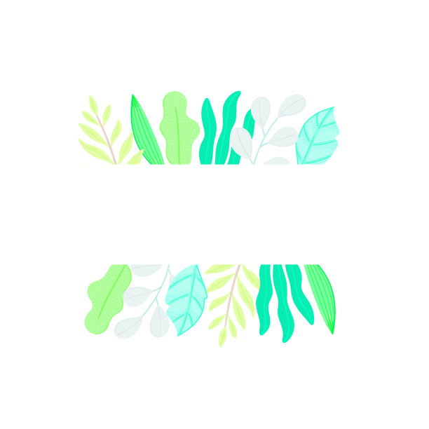 长方形框架里装饰着不同的叶子图片下载