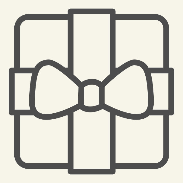 礼品线图标圣诞礼物盒与弓图片下载