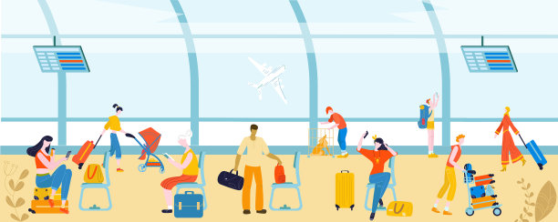 游客带着行李在机场旅行图片下载