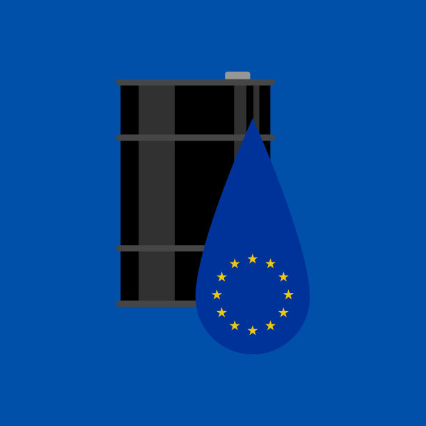 蓝色背景的油桶和欧盟旗帜图片下载