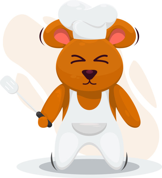 可爱的熊厨师吉祥物卡通图片下载
