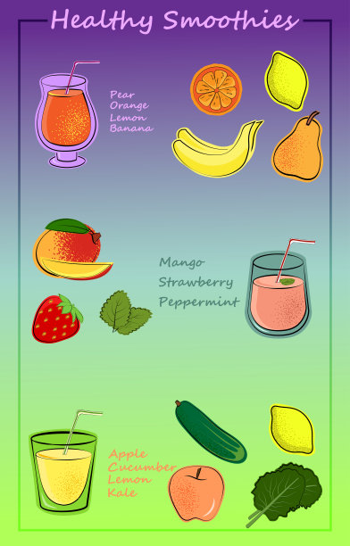 套水果，蔬菜和浆果冰沙。图片下载