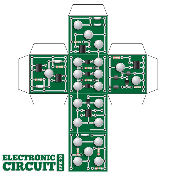 立方体形式的电子电路。图片下载