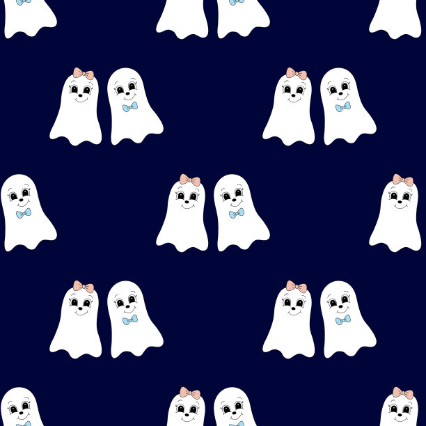 无缝图案与卡通鬼图片下载