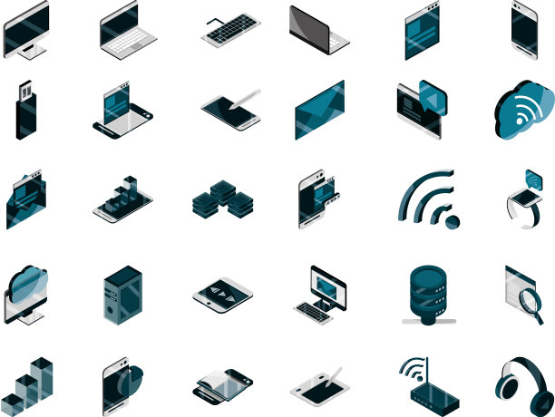 技术设备小玩意数字等距图片下载