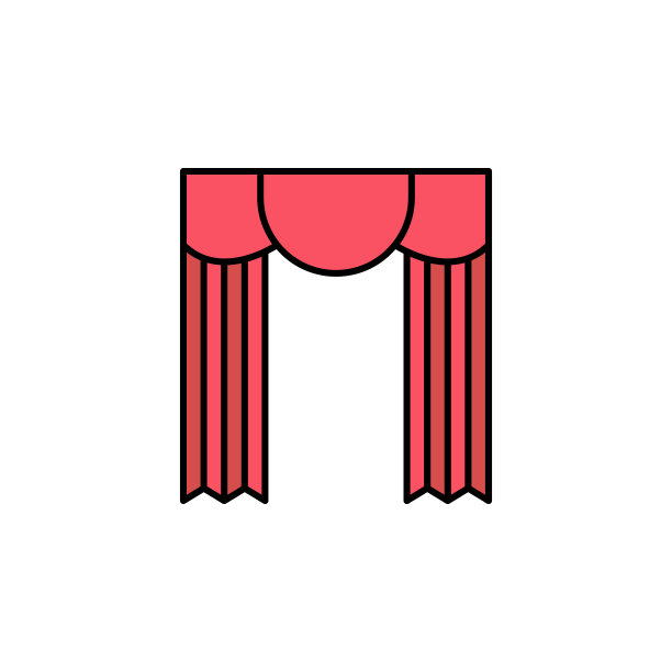 戏剧、窗帘、图标。教育说明元素。标志和符号可以用于网页，标志，移动应用程序，UI, UX在白色背景图片下载