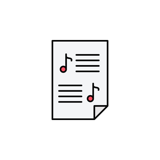 乐谱，乐谱，纸上图标。教育说明元素。标志和符号可以用于网页，标志，移动应用程序，UI, UX在白色背景图片下载