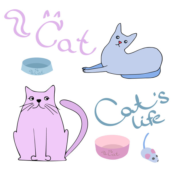 矢量孤立的五彩猫图片下载