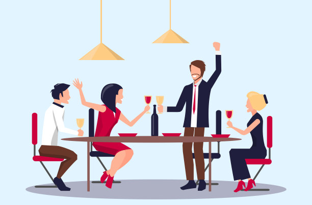 饮酒和聚会的人矢量插图图片下载