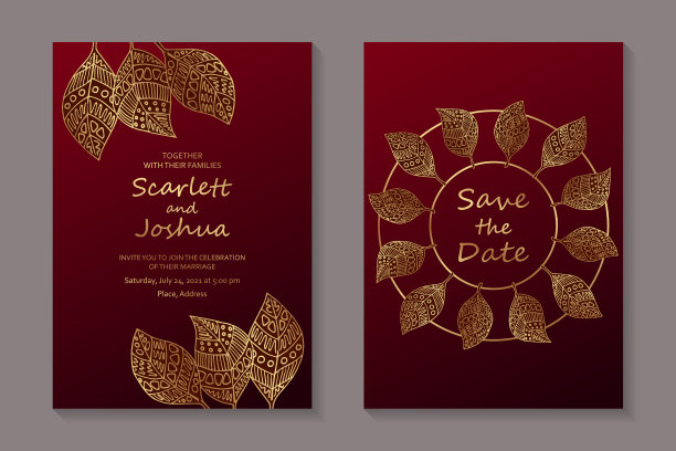 现代几何豪华婚礼邀请设计或卡片模板的生日祝福或证书或海报。图片下载