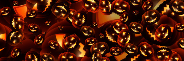 万圣节的概念。带有可怕南瓜的抽象背景。三维演示图片下载