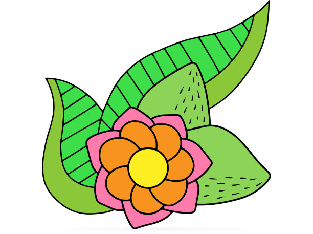 涂鸦花图标孤立在白人孩子的手上图片下载