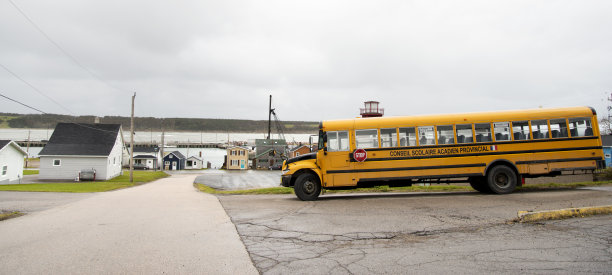 新斯科舍省小镇上的校车。图片下载