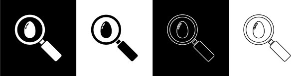 设置搜索和复活节彩蛋图标隔离在黑色图片下载