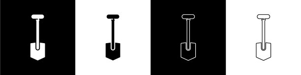 设置铲图标隔离在黑色和白色图片下载