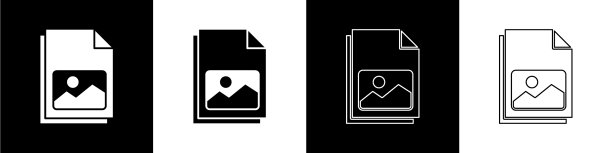 设置图片风景图标孤立在黑色和图片下载