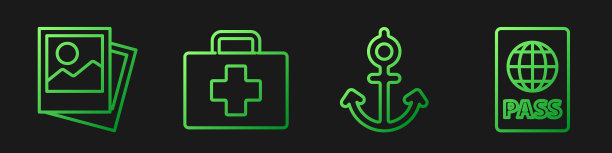 设置线锚照片急救箱和护照图片下载