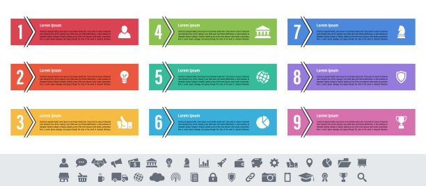 信息图设计的商业概念有9个步骤图片下载