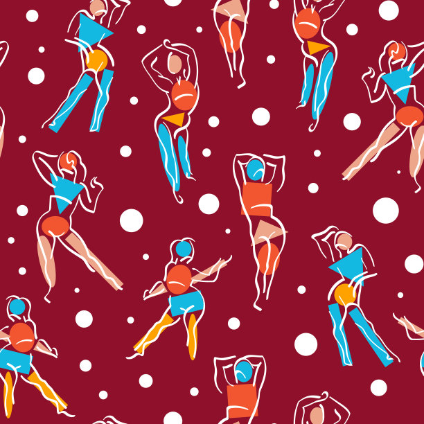 图案与抽象的女人素描和点图片下载