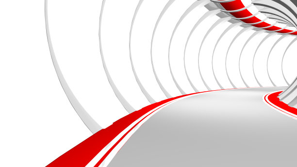 沿着明亮的未来主义走廊开车。三维渲染图片下载