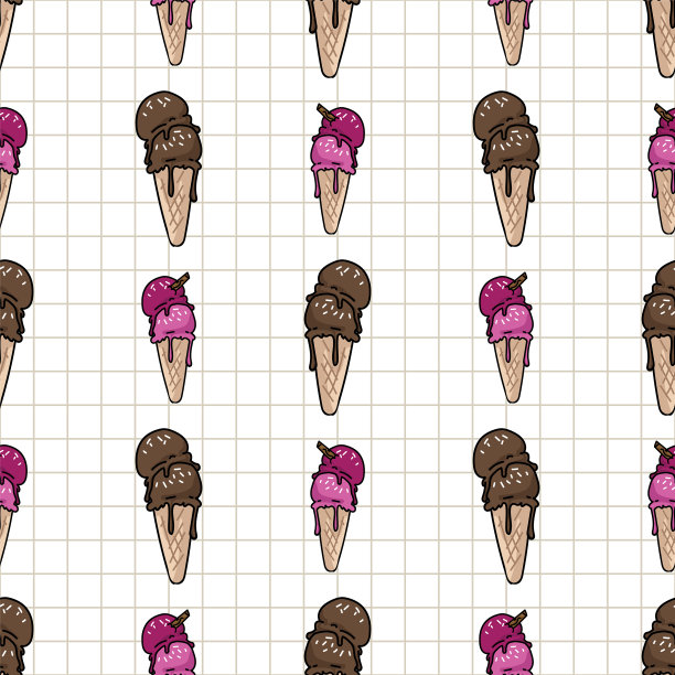 可爱的巧克力和草莓冰淇淋卡通图片下载