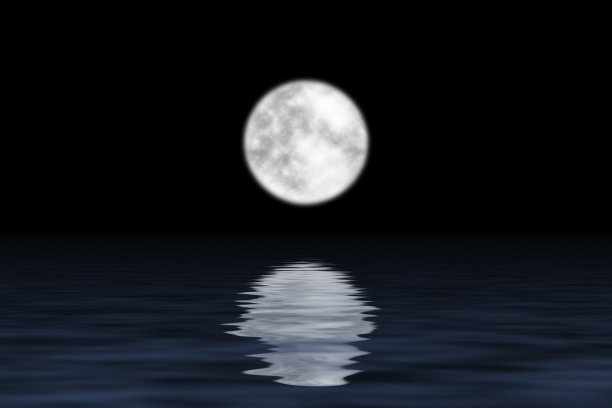 晚上月亮在水面上图片下载