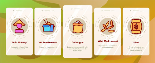 水稻中国文化在船上的图标集图片下载