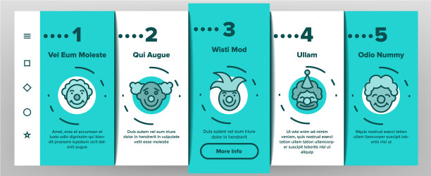 小丑马戏团角色登上图标集图片下载