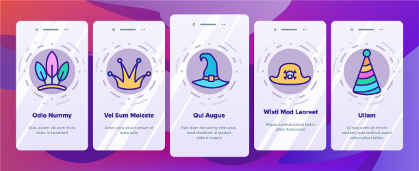 嘉年华帽节上的图标集图片下载