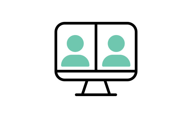 视频会议图标。电脑屏幕上的人。图片下载