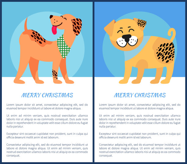 印有魏玛拉犬和牛獒的圣诞横幅图片下载