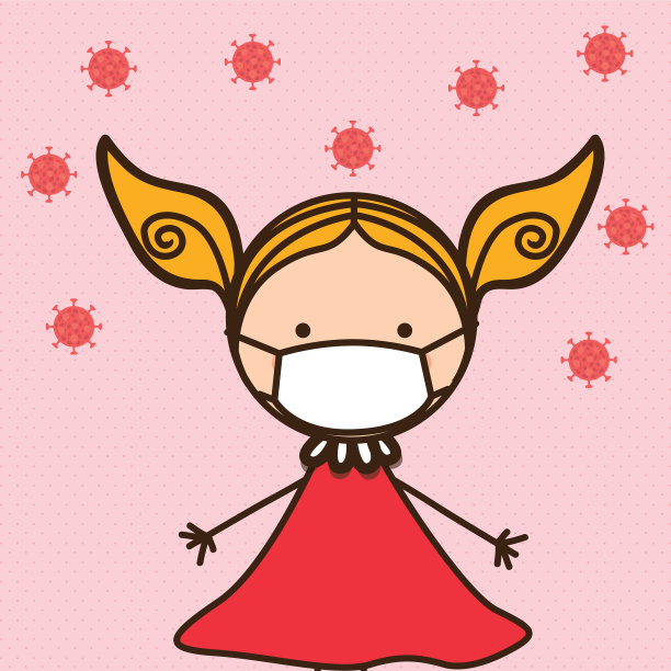 戴口罩的女童对抗2019新型冠状病毒图片下载