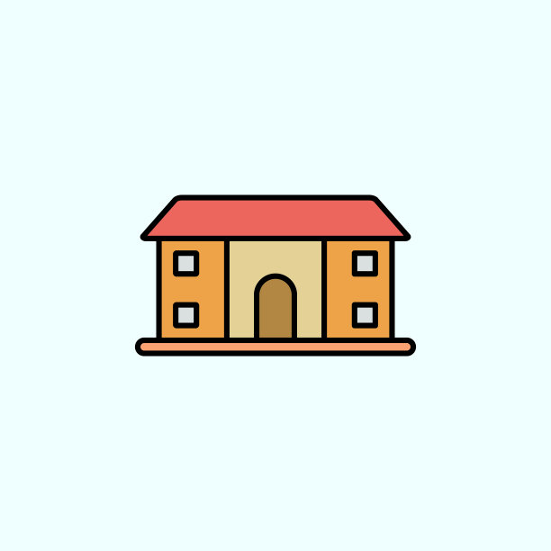 建筑，大学颜色矢量图标，矢量插图图片下载