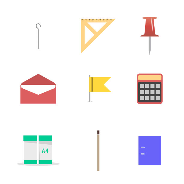 一套图标办公室和学校，矢量插图。图片下载