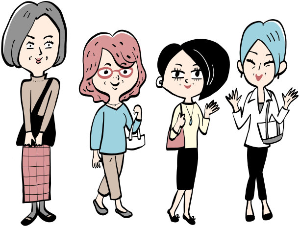 四名高级女性的站立模式图片下载