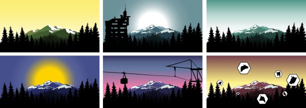 集。山的全景。图片下载