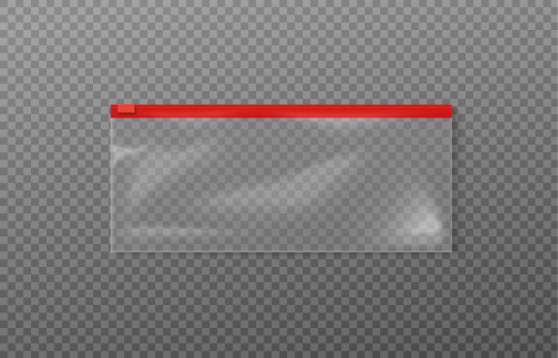 透明拉链袋现实矢量插图孤立上透明。图片下载