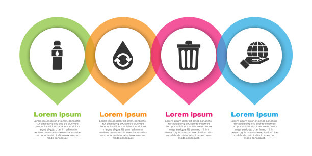 集瓶装水，回收水，垃圾桶和手提式地球仪。业务信息模板。向量图片下载