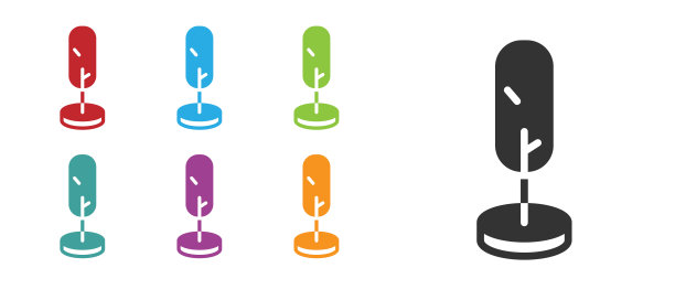 黑树图标孤立在白色背景。森林的象征。设置图标丰富多彩。向量图片下载