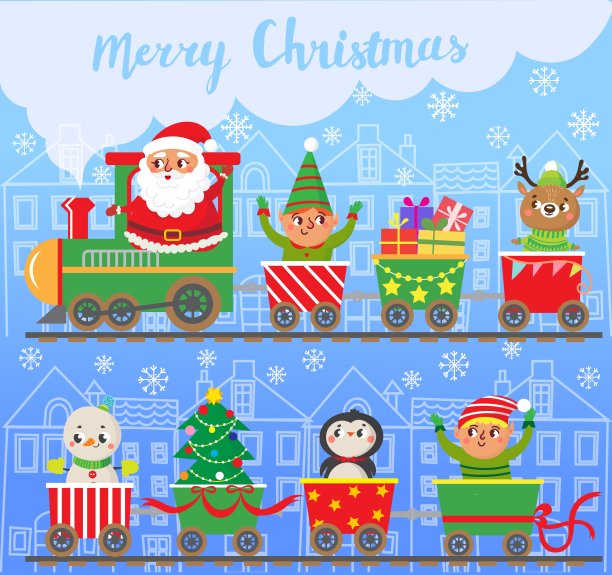 火车上圣诞快乐图片下载
