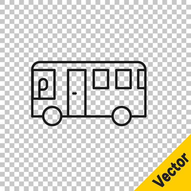 黑线总线图标隔离在透明的背景上。运输的概念。巴士旅游交通标志。旅游或公共交通工具标志。向量图片下载