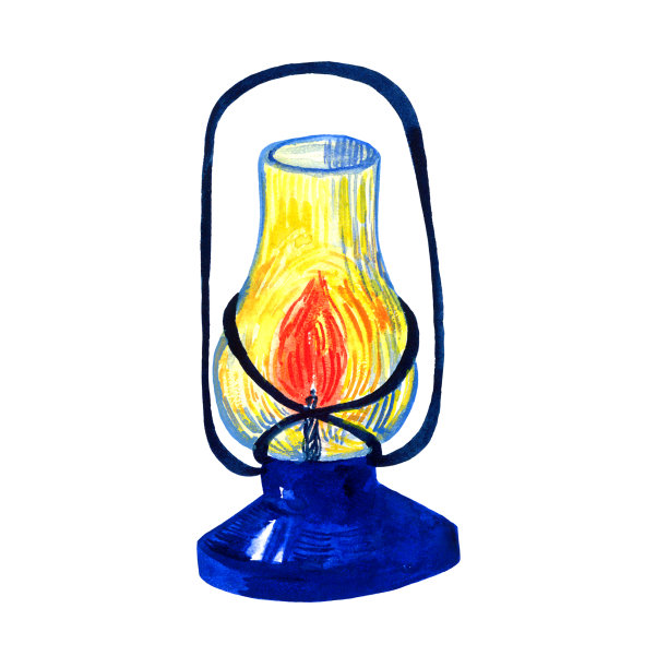 煤油(油)灯——万圣节聚会的装饰。水彩手绘插图-孤立的元素在白色的背景。图片下载