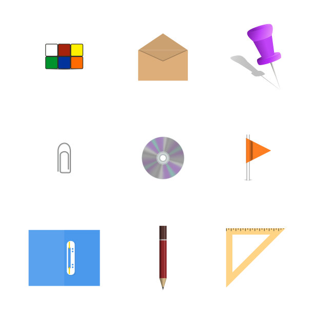 一套图标办公室和学校，矢量插图。图片下载